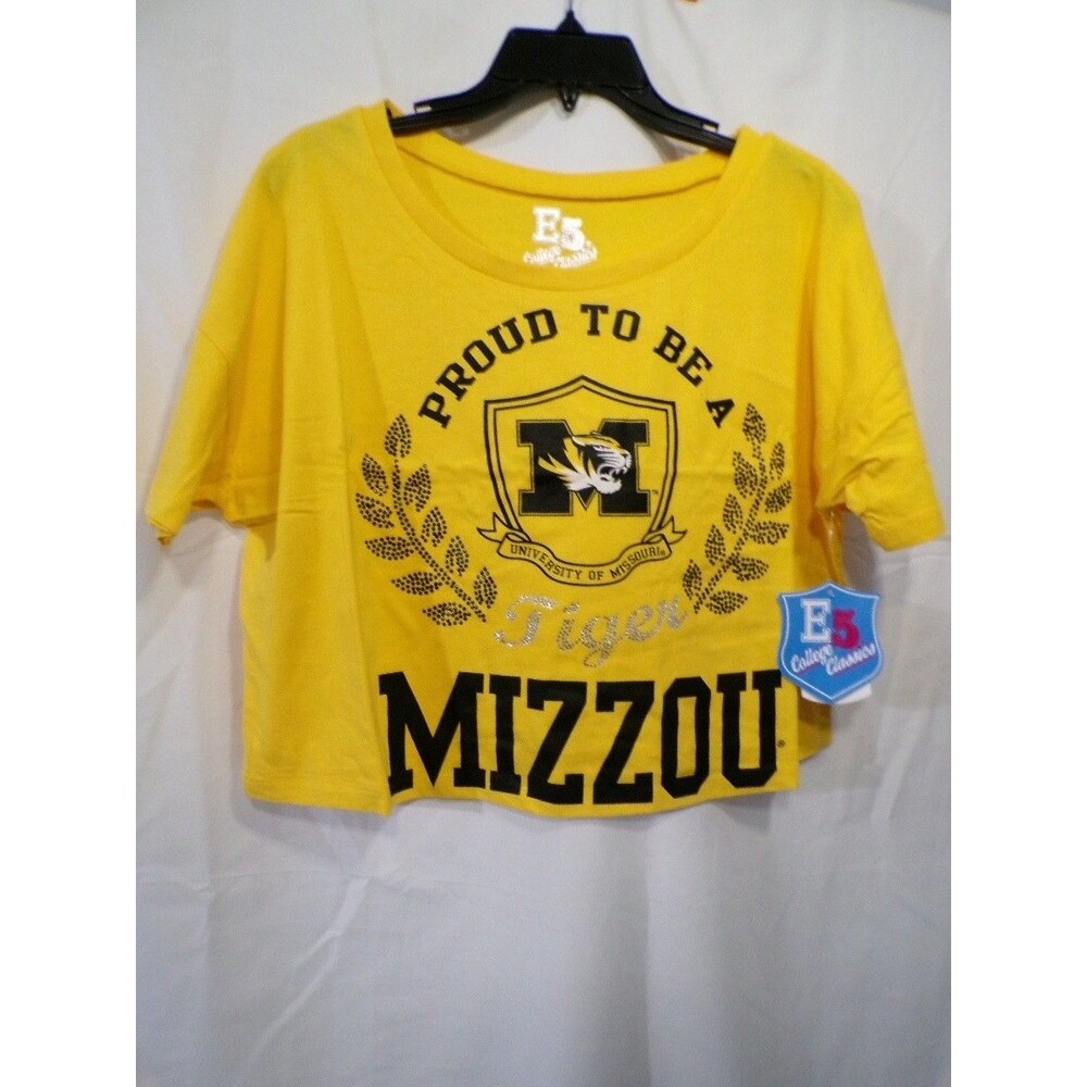 E5 College Classics Mizzou Women's Cropped T Shirt Medium Yellow